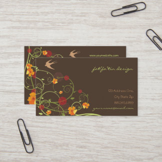 Cartão De Visita Hibiscus Amarelo e Jardim Floral Elegante Engorda