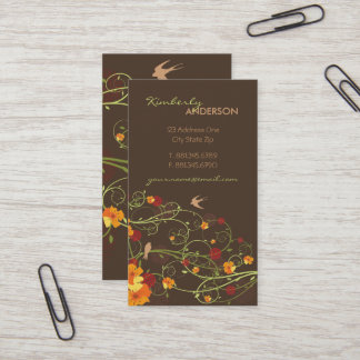 Cartão De Visita Hibiscus Amarelo e Jardim Floral Elegante Engorda