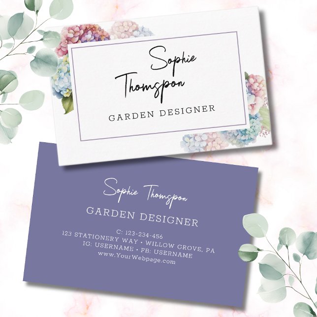 Cartão De Visita Hídrangas violetas (Criador carregado)