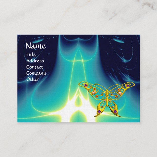Cartão De Visita HIPER BUTTERFLY / ONDAS LUMINOSAS, Azul Aqua, Turq (Frente)