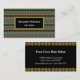 Cartão De Visita Hipster de padrão Aztec Boho Verde Tribal