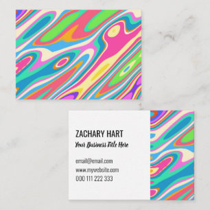 Cartão De Visita Hipster do Groovy Retro Rainbow Pattern Modelo