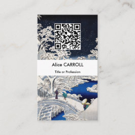 Cartão De Visita Hiroshige - Ponte do tambor em Meguro - Código QR