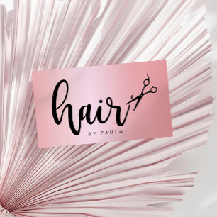 Cartão De Visita Hirstylist para tesouras de ouro rosa-rosa-Elegant
