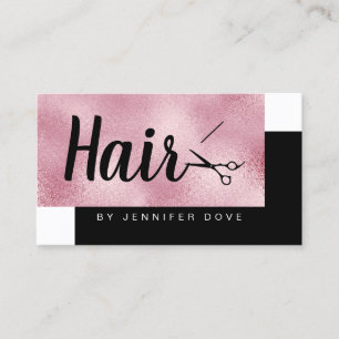 Cartão De Visita Hirstylist para tesouras de ouro rosa-rosa-Elegant