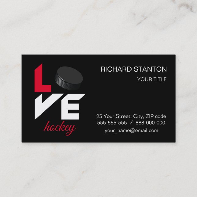 Cartão De Visita Hockey com amor (Frente)