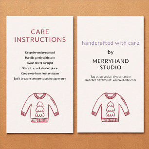 Cartão De Visita Holiday Care Instructions Cozy Ugly Sweater