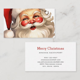 Cartão De Visita Holly Jolly Santa Claus Retro Style