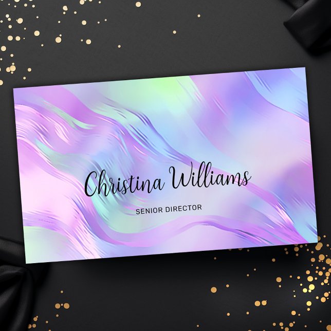 Cartão De Visita Holográfico de Script Moderno (Modern Script Holographic Business Card)