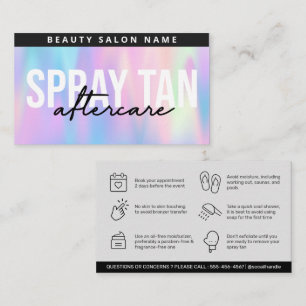 Cartão De Visita Holográfico Editável, Exceto Spray Tan Após Cui