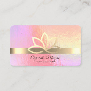 Cartão De Visita Holográfico Elegante,Faixa Dourada,Lotus Dourado  