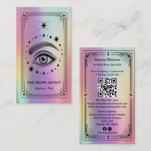 Cartão de Visita Holográfico Retro Celestial Tarot