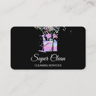 Cartão De Visita Hológrafo de Maid de Limpeza de Casa Profissional