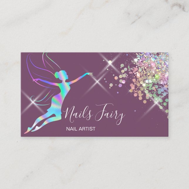Cartão De Visita Hológrafo do Nail Artist Manicure Beauty Estimulan (Frente)