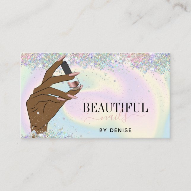 Cartão De Visita hológrafo nail salon unhas técnica b (Frente)