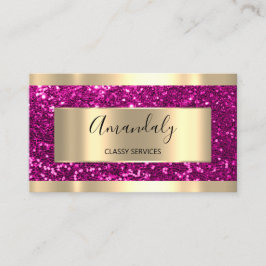 Cartão De Visita Hológrafo profissional Dourado cor-de-rosa