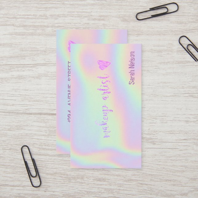 Cartão De Visita Hológrafos elegantes, cor-de-rosa, do luxo (Frente/Verso In Situ)