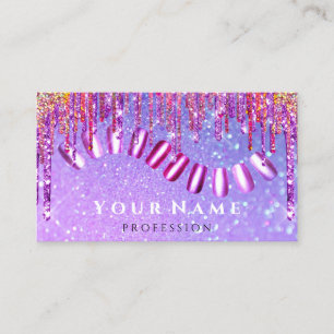 Cartão De Visita Holograp do Glitter de Unidades Rosa do Unhas Styl