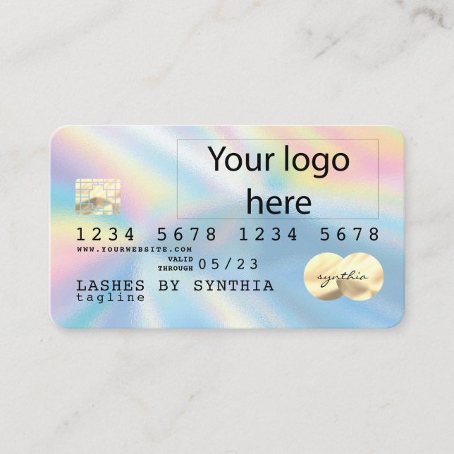 Cartão De Visita Holograph Unicorn Dripp Credit Card adicione seu l (Frente)