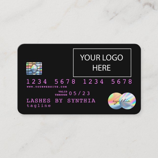 Cartão De Visita Holograph Unicorn Dripp Credit Card adicione seu l (Frente)