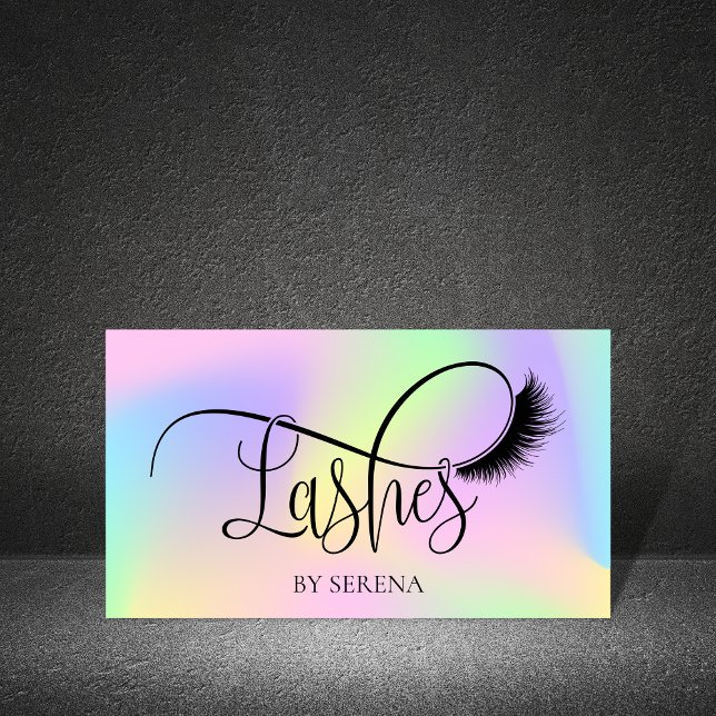 Cartão De Visita Holographic Lashes Beauty Makeup Artista Holo Foil (Criador carregado)