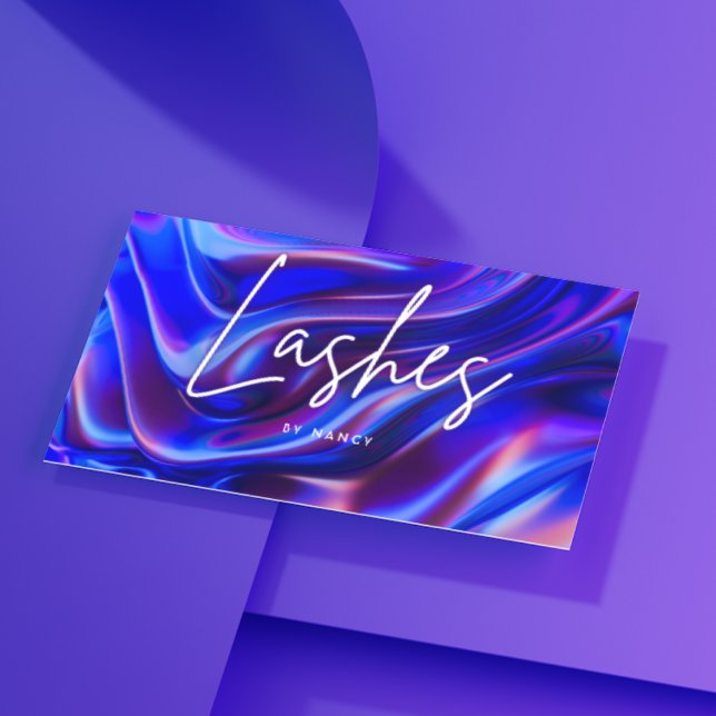 Cartão De Visita Holographic Lashes Makeup Artist Beauty Salon (Criador carregado)