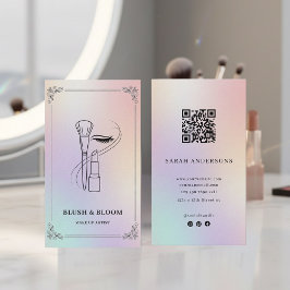 Cartão De Visita Holographic Makeup Artist Card with QR Code
