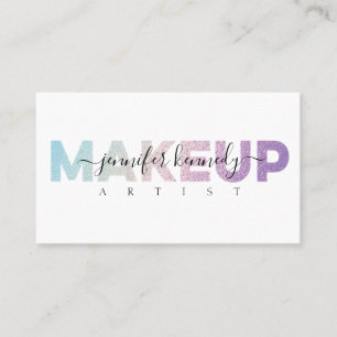 Cartão De Visita Holographic Makeup Artist Iridescente Beauty Salon