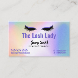 Cartão De Visita Holographic Rainbow Lash Tech Beauon
