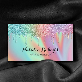 Cartão De Visita Holographic Unicorn Glitter Derruba Salão de Bela