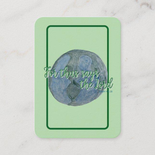 Cartão De Visita Holy Card – The Earth He Formed (Frente)