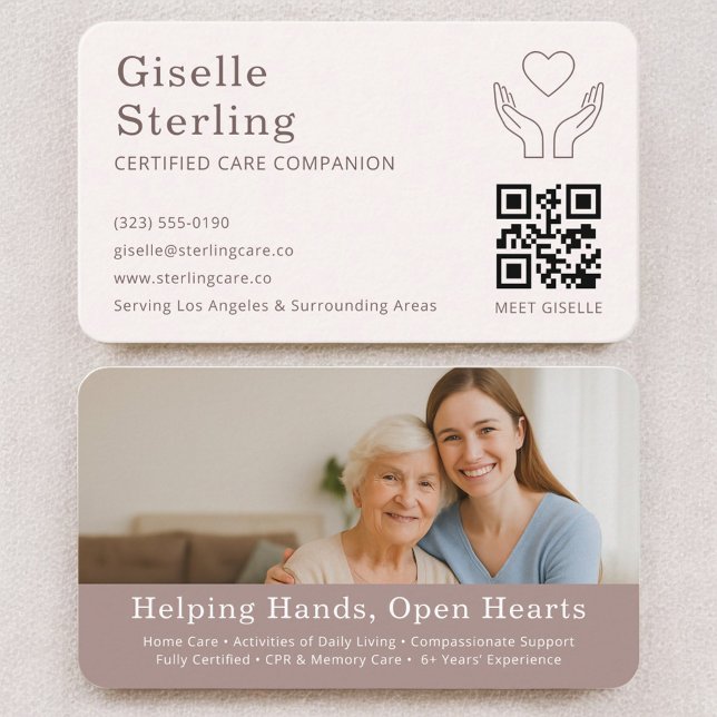 Cartão De Visita Home Help Caregiver QR Code (Criador carregado)