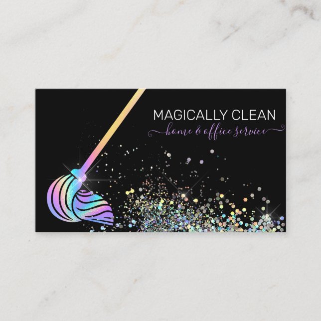 Cartão De Visita Home & Office Clearing ou Maid Service Holographic (Frente)