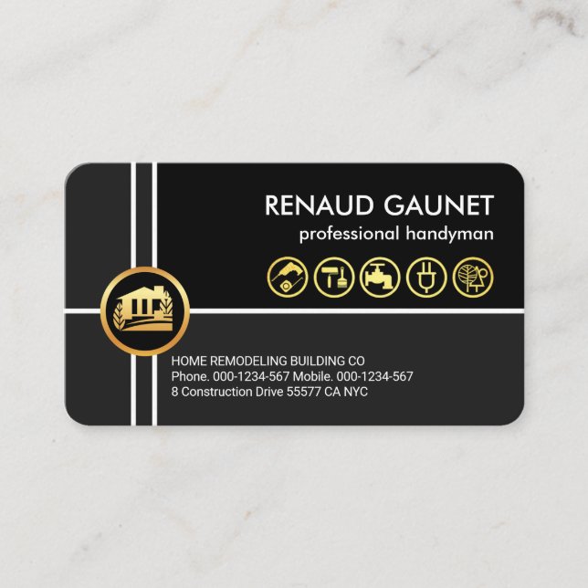Cartão De Visita Home Reparações de Linhas Cruzadas Handyman (Frente)