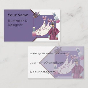 Cartão De Visita Homem de Hanbok Roxo & Arte de Tempura