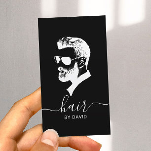 Cartão De Visita Homem na loja de barbearia de cabelos de sol