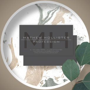 Cartão De Visita Homens Monogrammed, cinzento