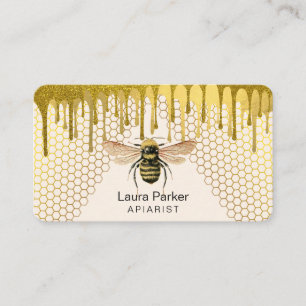 Cartão De Visita Honey Beeper Honeycomb Apiarista apicultor Dourado