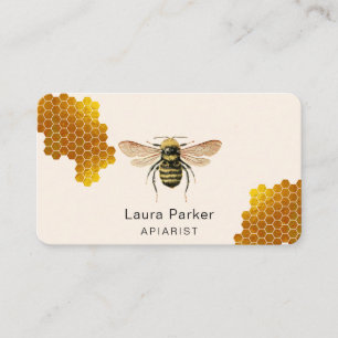 Cartão De Visita Honey Beeper Honeycomb Apiarista apicultor Dourado