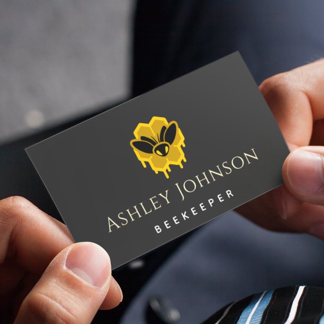 Cartão De Visita Honey Dripping Bee Beekeeper Honeycomb Elegant (Criador carregado)