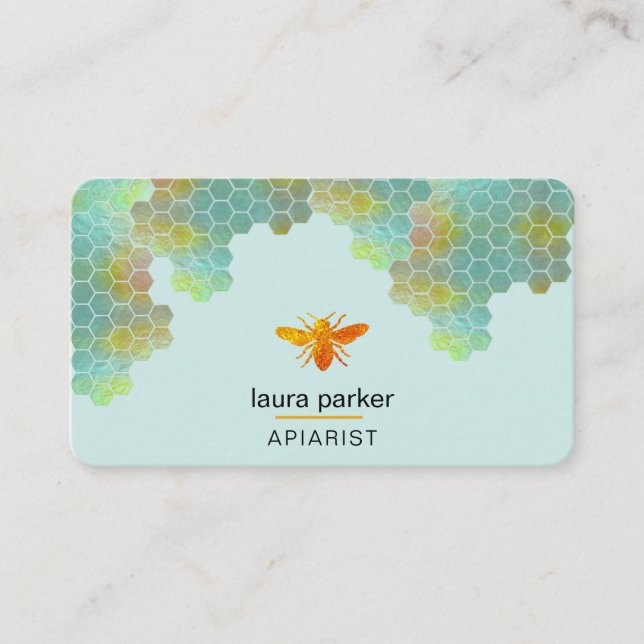 Cartão De Visita Honeycomb Honey Beirarist Hexágonos apirários (Frente)