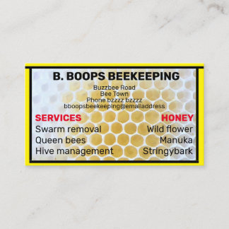 Cartão De Visita HONEYCOMB PERSONALIZADO BEEKEEKER Tamanho american