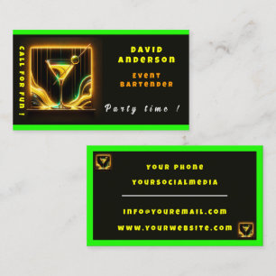 Cartão De Visita Hora do Partido da Tendência Neon Personalizado Pr