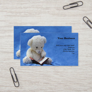 Cartão De Visita Hora do Urso de Teddy para Ler o Animal Azul, ZKOA