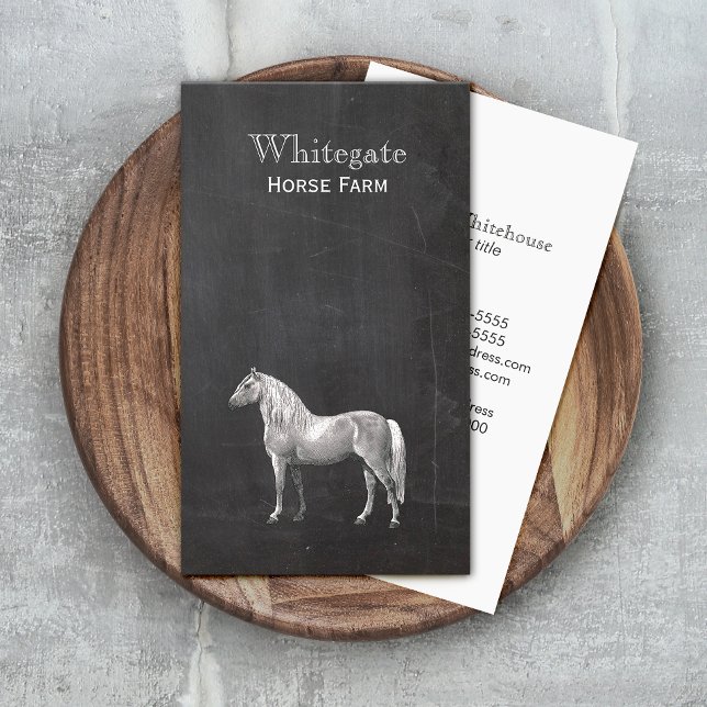 Cartão De Visita Horse Equestrian Rustic Black Business Card (Criador carregado)