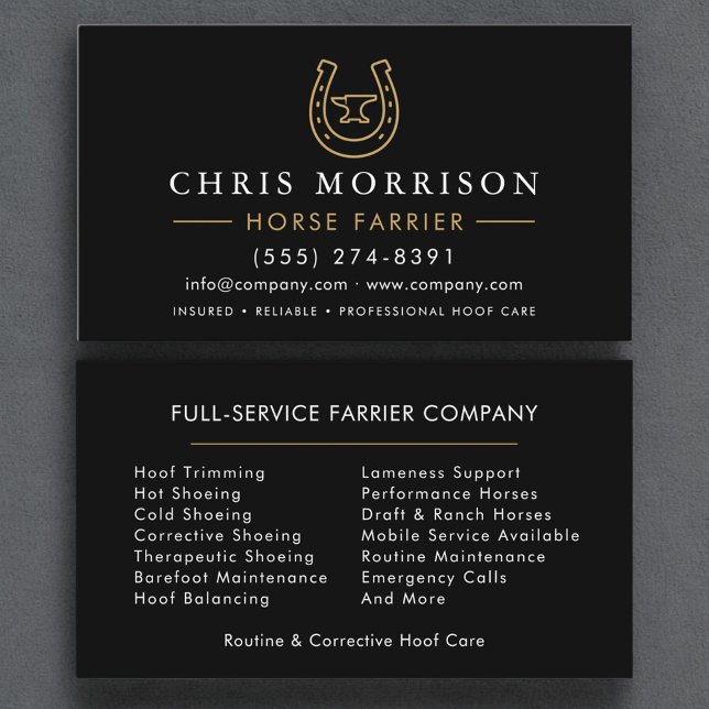 Cartão De Visita Horse Farrier  (Criador carregado)