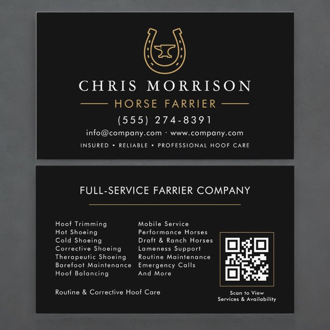 Cartão De Visita Horse Farrier QR Code (Criador carregado)