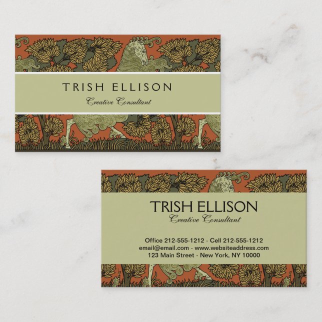 Cartão De Visita Horse Medieval Arts Artesanatos Art Nouveau (Frente/Verso)