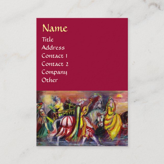 Cartão De Visita HORSE RIDERS, MÚSICA NA NOITE Fantasy Red (Frente)