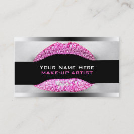 Cartão De Visita Hot Pink Diamond Bling Make-Up Artist Biz Card